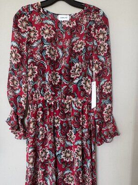 NWT Sam & Lavi Naima 100% Silk Floral Midi Dress
